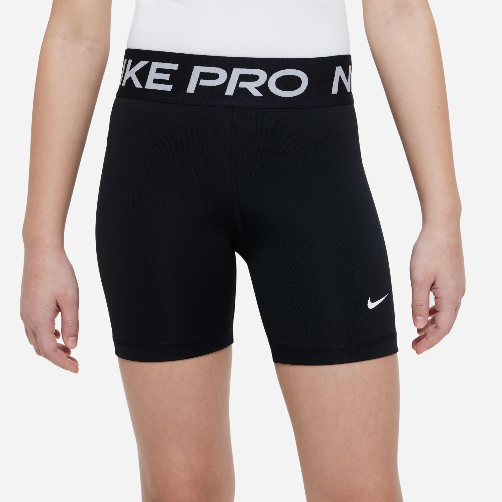 Nike Dziewczęce spodenki G Np Df 5In Szorty, Czarne/Białe, FB1081-010, XL