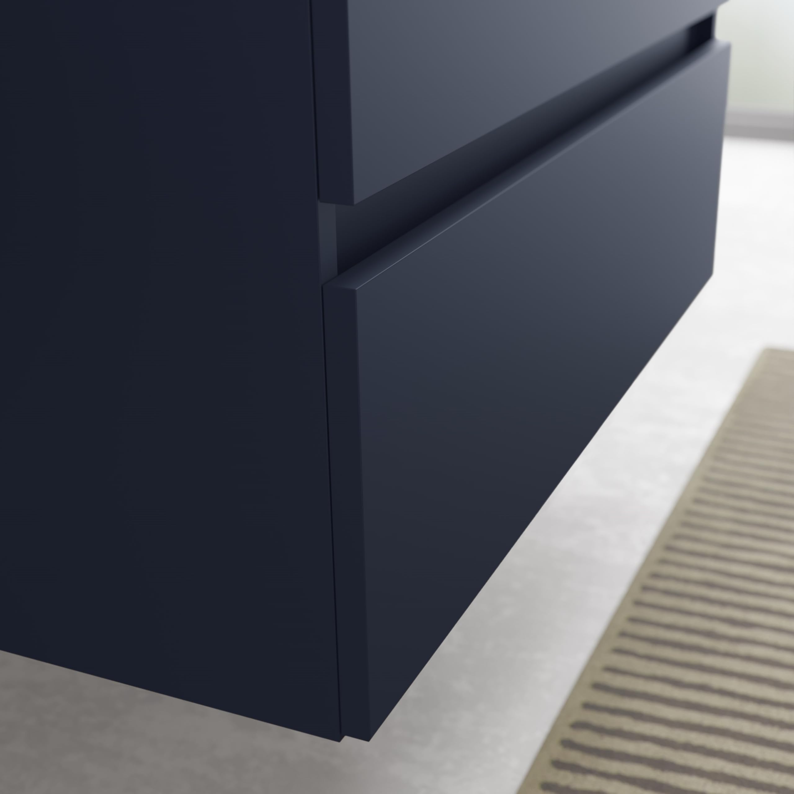 Salgar Mueble de Baño Bequia 120cm + Coqueta 1 Puerta Centrado + Lavabo cerámica | Azul Mate/Roble |120x45x66