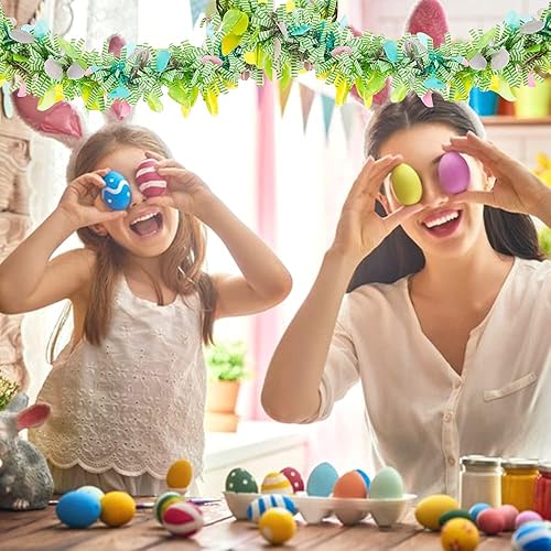 Miniatura 7 de Guirnaldas de oropel de Pascua de 40 pies, colorido torcido de oropel con confeti, guirnalda colgante de purpurina metálica para fiestas, ventanas,