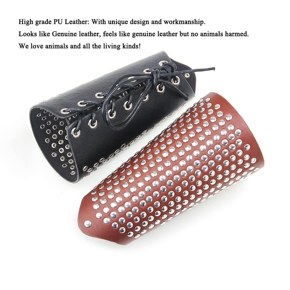 Brazales Anchos Cuero para Hombres Guantes Medievales Pulsera Brazalete Punk Accesorios Vestuario Renacentista