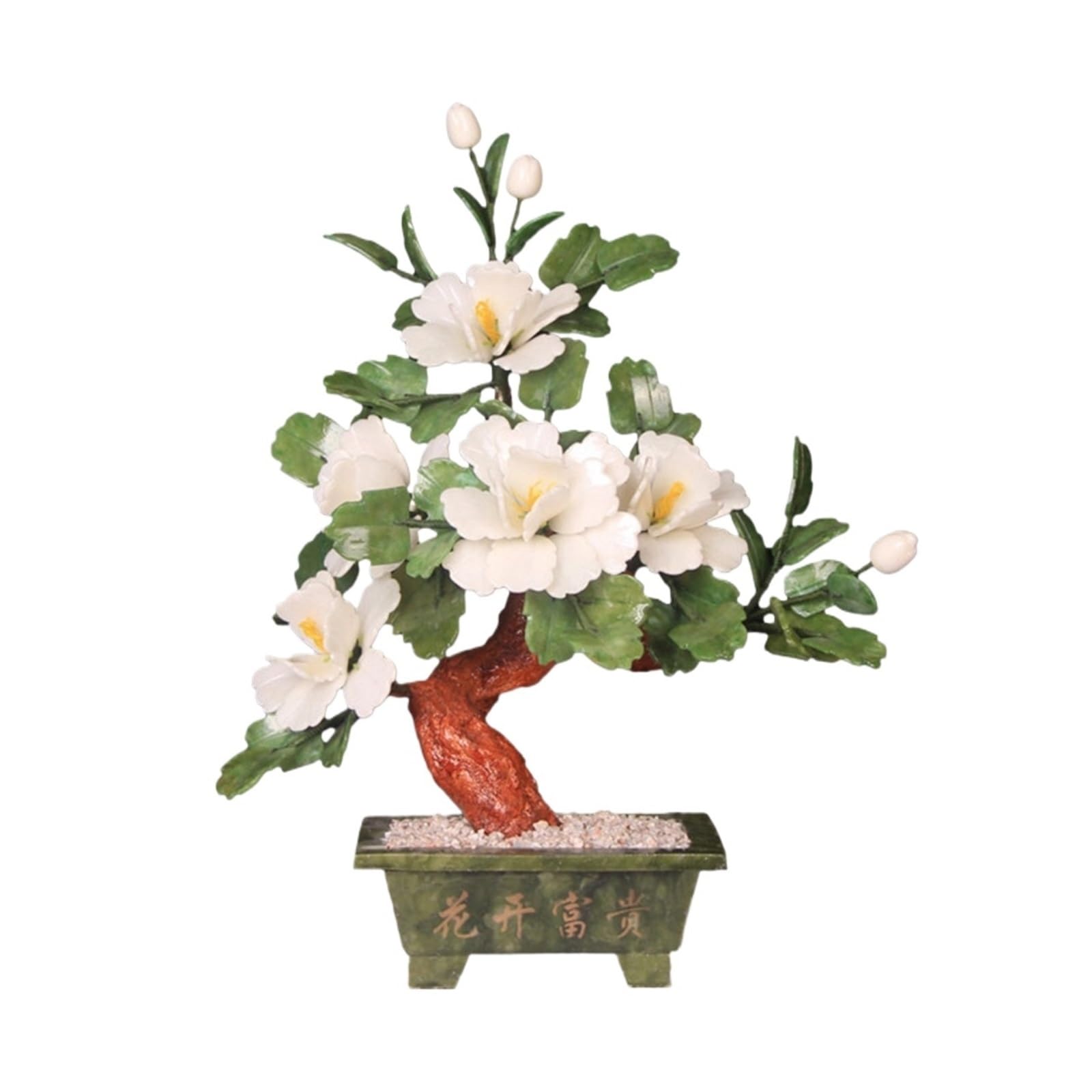 DFGHNBVC Artificial Plants Chinese Style Decoration Jade Peony Bonsai Ornament Office Potted Plant Simulation Tree,