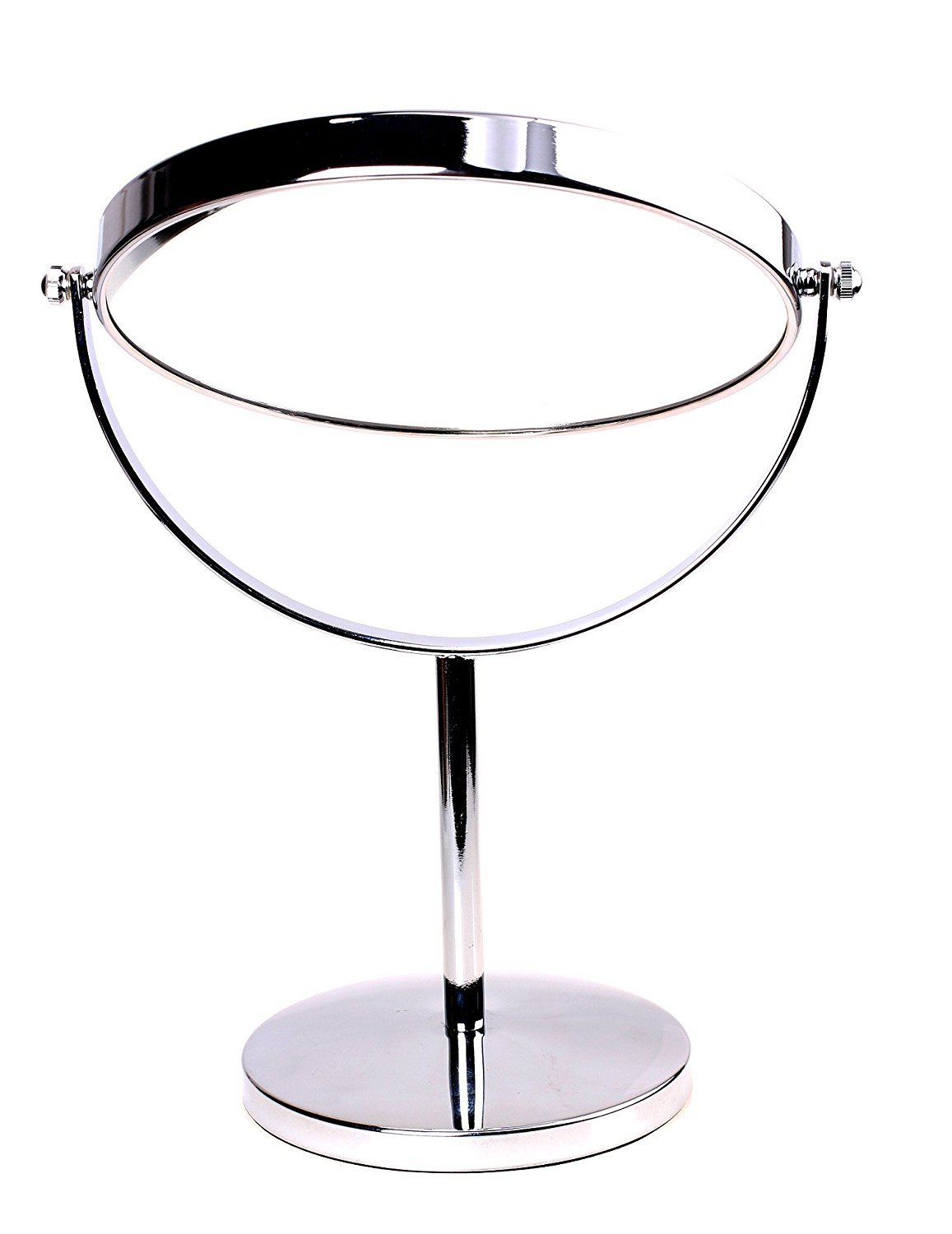 Lustro na cokole 20 cm, 10-krotne powiększenie, dwustronne, obrotowe, chromowane wykończenie, lusterko kosmetyczne, stojące lusterko do golenia, do łazienki i sypialni, KXD3108-10x