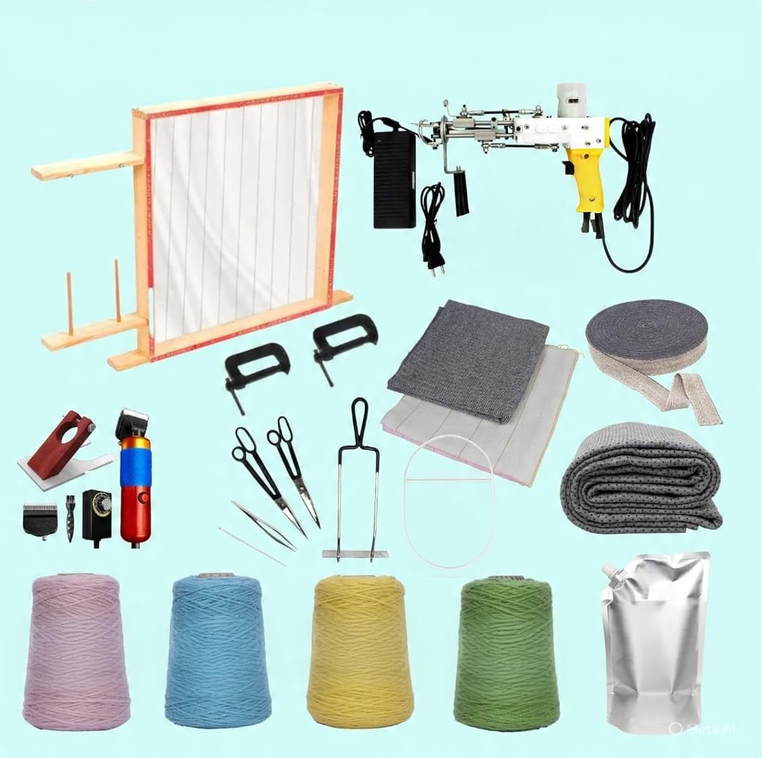 Tufting Starter Kit, Carpet and Rug Making, Complete Package with All Supporting Tufting Supplies Yarn,Frame,Glue, Trimmer, Perfect for Beginners & Professionals-image-21
