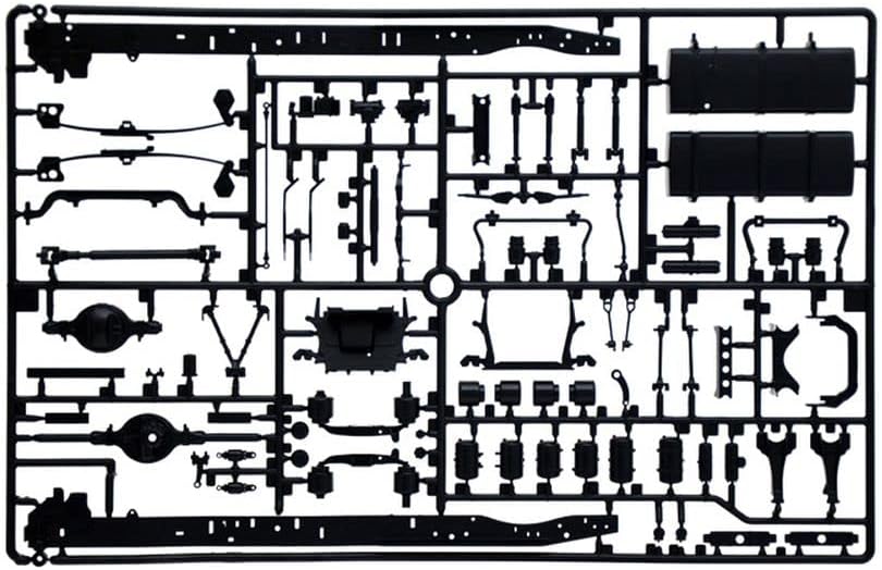 Black plastic sprue with chassis frame and suspension parts for Italeri Iveco Highway 480 E5 Truck model