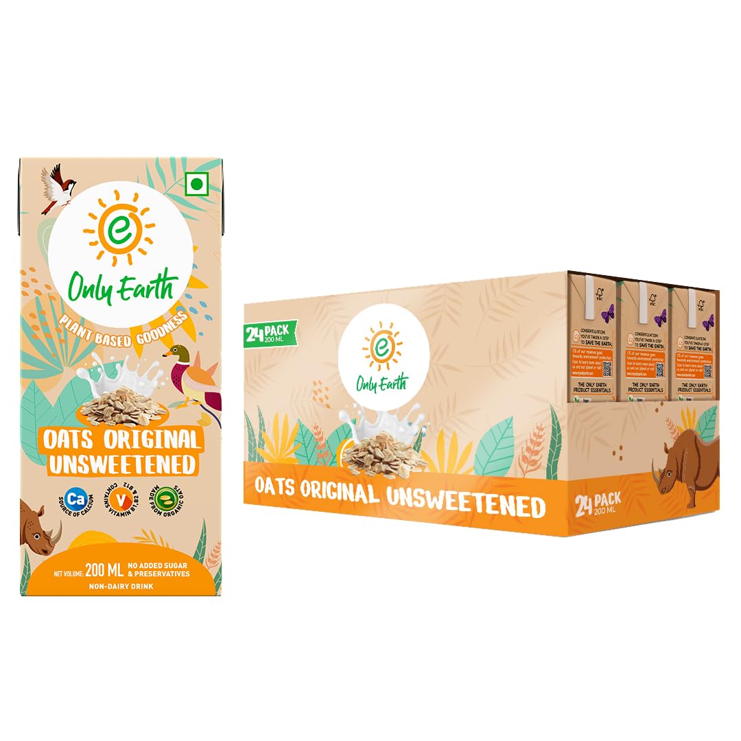 Only Earth Oats Beverage | Unsweetened Drink | Lactose Free | Preservatives Free | Plant Based | Dairy Alternative | Source of Calcium | Source of Vitamin B1, B2 & B12 (200ml(Pack of 24)) (B0D2RPB28L) Amazon Price History, Amazon Price Tracker