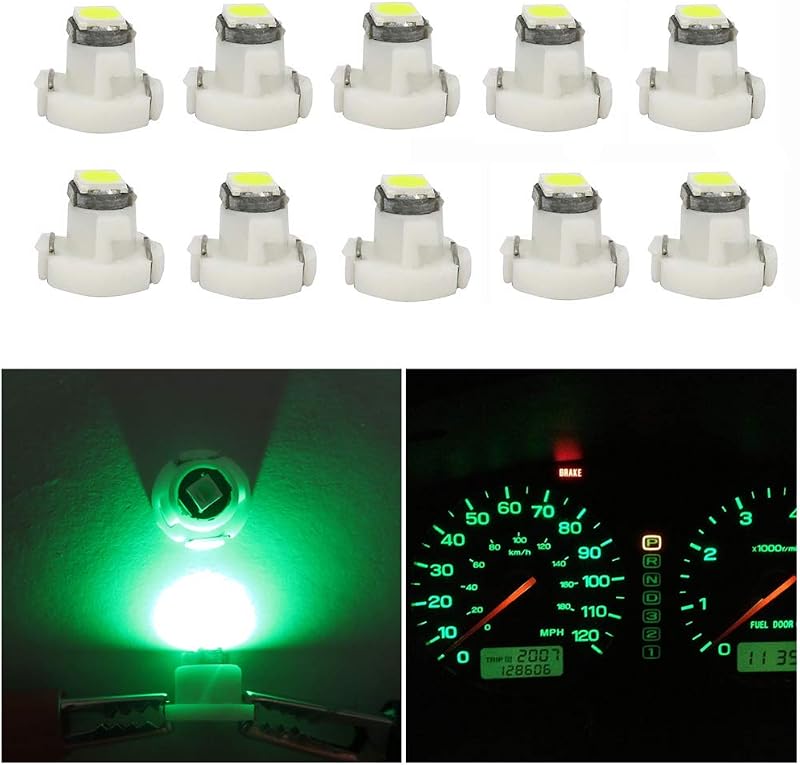 Lâmpada LED T3 Neo Wedge Verde WLJH 3030 SMD para Painel e Controle de Climatização – Kit com 10 unidades