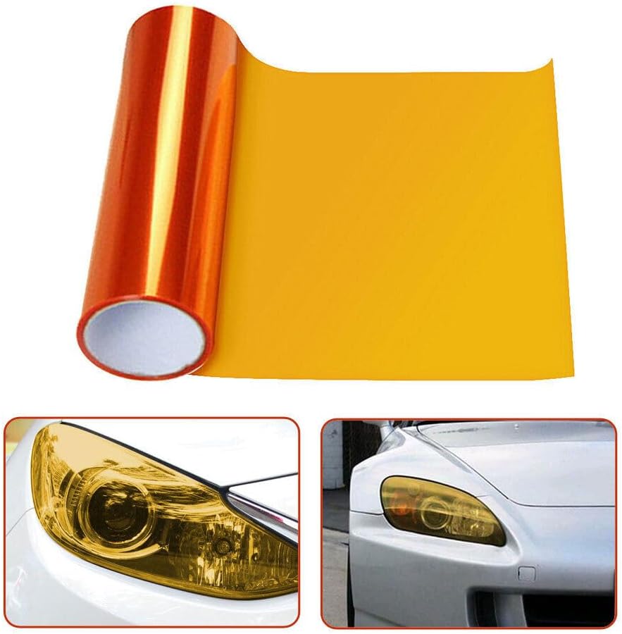 KOMAS 12” X 48” Tint Vinyl Film Sticker Sheet Roll for Car Headlight, Tail Lights, Fog Lights with Squeegee + Cutter (Glossy Orange) KOMAS 12” X 48” Tint Vinyl Film Sticker Sheet Roll for Car Headlight, Tail Lights, Fog Lights with Squeegee + Cutter (Glossy Orange)