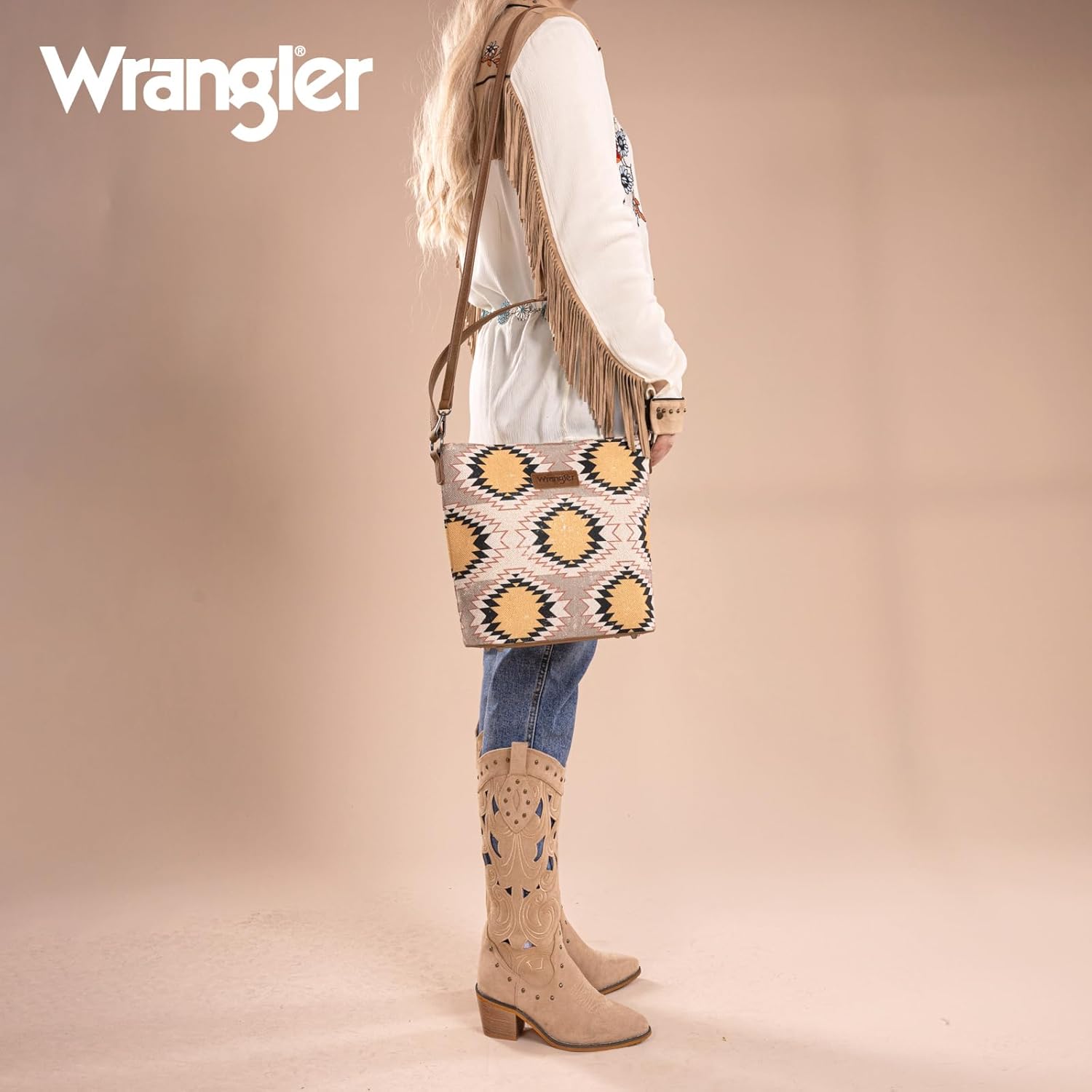 Wrangler Western Hobo Bag for Women Aztec Canvas Shoulder Bag with Wide Strap - Image 2
