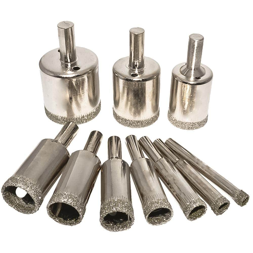 10 szt. Zestaw do wiercenia otwornicą 8-50mm Zestaw otwornic i amp; Akcesoria do narzędzi do wiercenia płytek ceramicznych szklanych, 10 szt. 8,50 mm