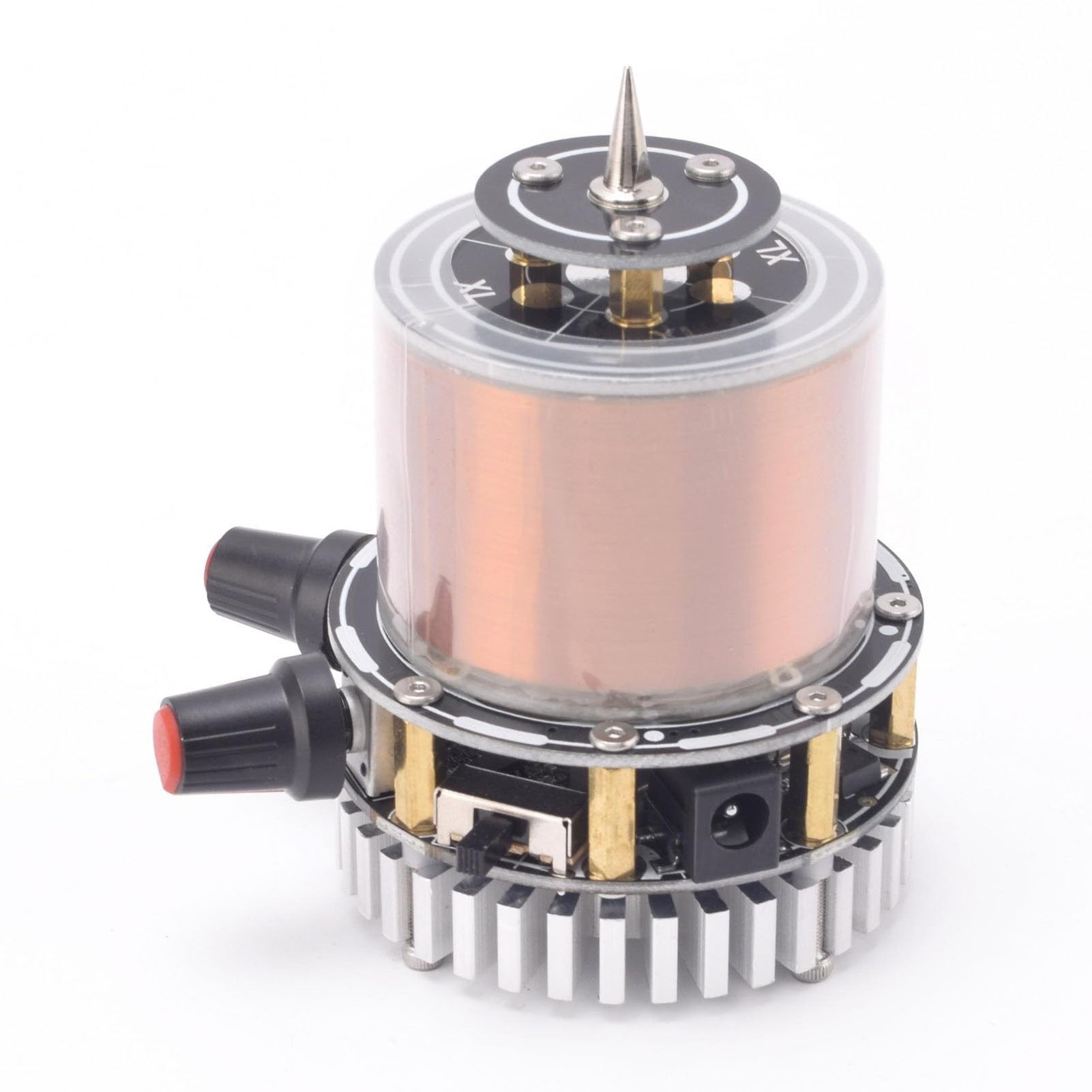 Music Coil Bluetooth Music ARC Generator con luci a LED surriscalmento della protezione in lega 48 V giocattolo desktop in acciaio per appassionati di scienze e collezionisti