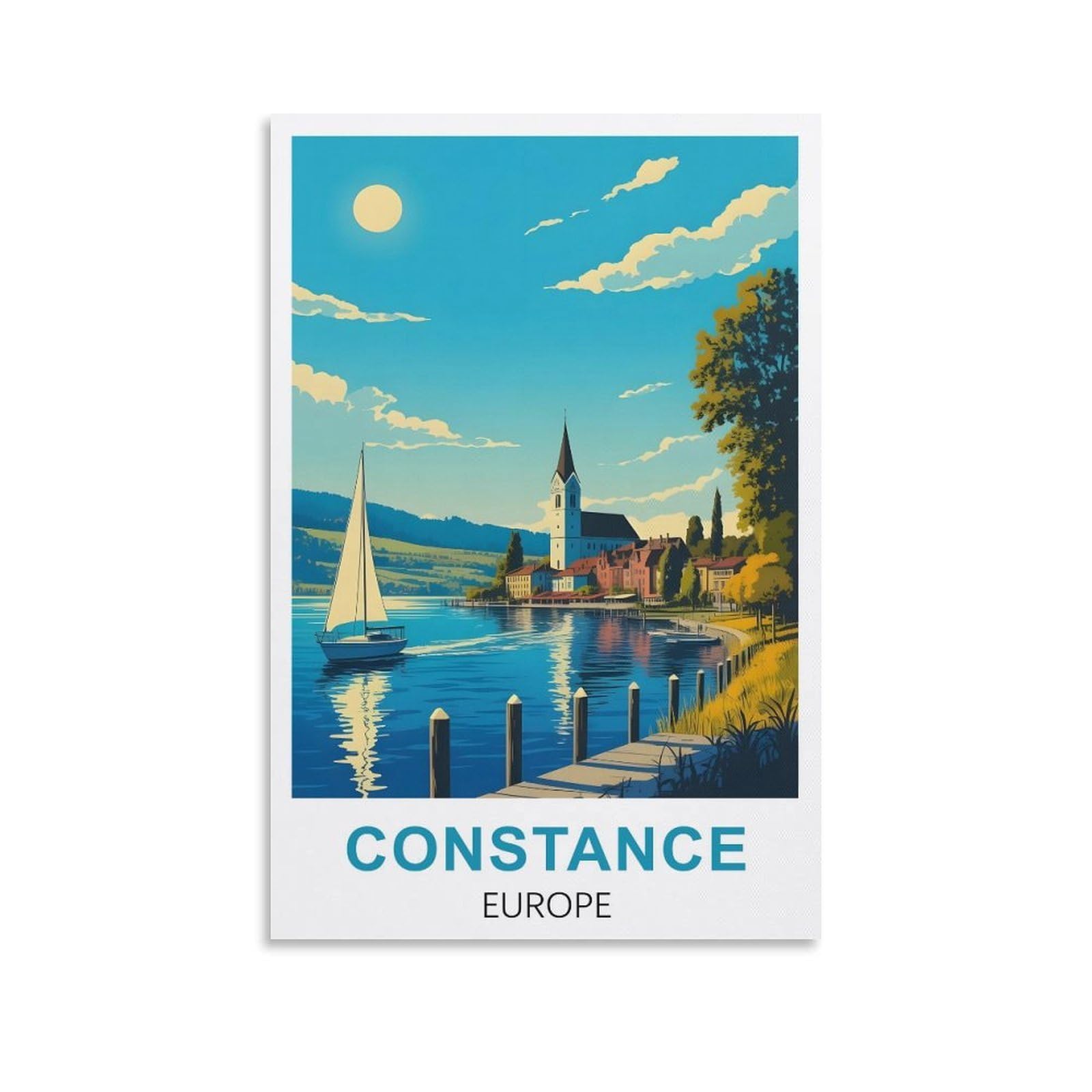 EZMLFA 5D Diamond Painting Kits for Adults,Lake Constance Europe,Diamond Painting,Landscape Gem Art Kits Adult and Crafts Home Decor 50x60cm
