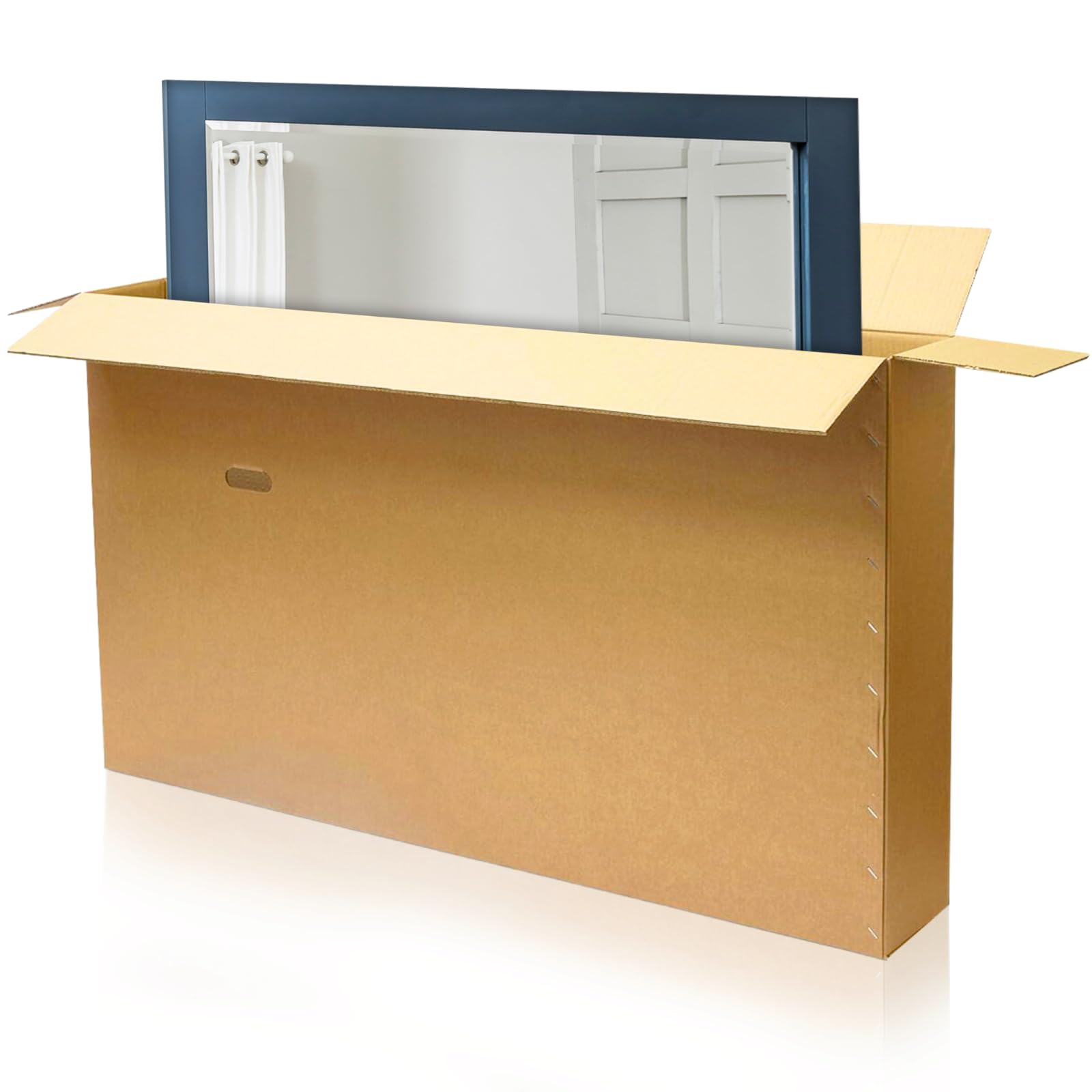Mirror Packaging Cardboard Box | Brown Sturdy Frame Box Made up of thick with Handles | Double Walled Solid large packaging | Ideal for Shipping Frames, Mirrors & Paintings (Small)
