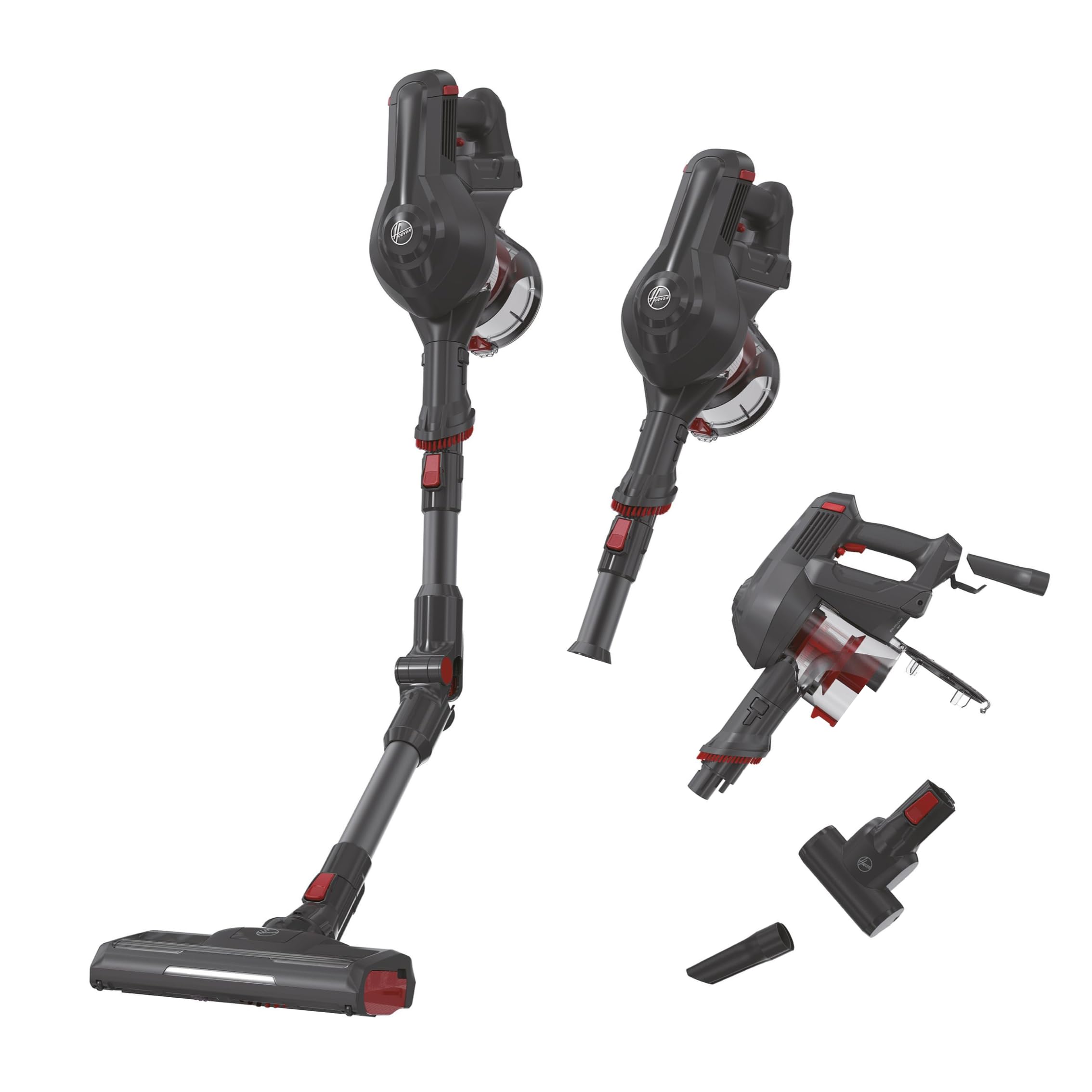 Hoover HF1, Aspirapolvere senza filo, Nero/Rosso, 0,9L, Senza sacchetto (39401023)