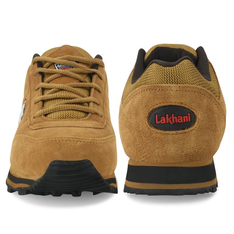 Image of Lakhani Men's Sports Shoes | Lightweight Breathable Running Shoes for Men | Leather Upper, Rubber Sole | Flexible, Comfortable Lace-Up Athletic Shoes