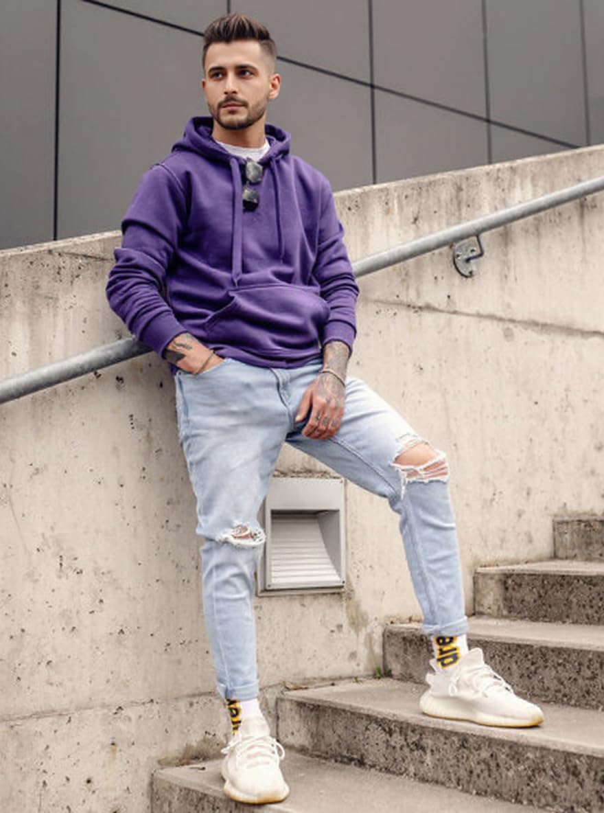 Men's Fleece Hoodie Pullover Long Sleeve Hooded Sweatshirt Drawstring Kangaroo Pocket Athletic Hoodies - Image 4