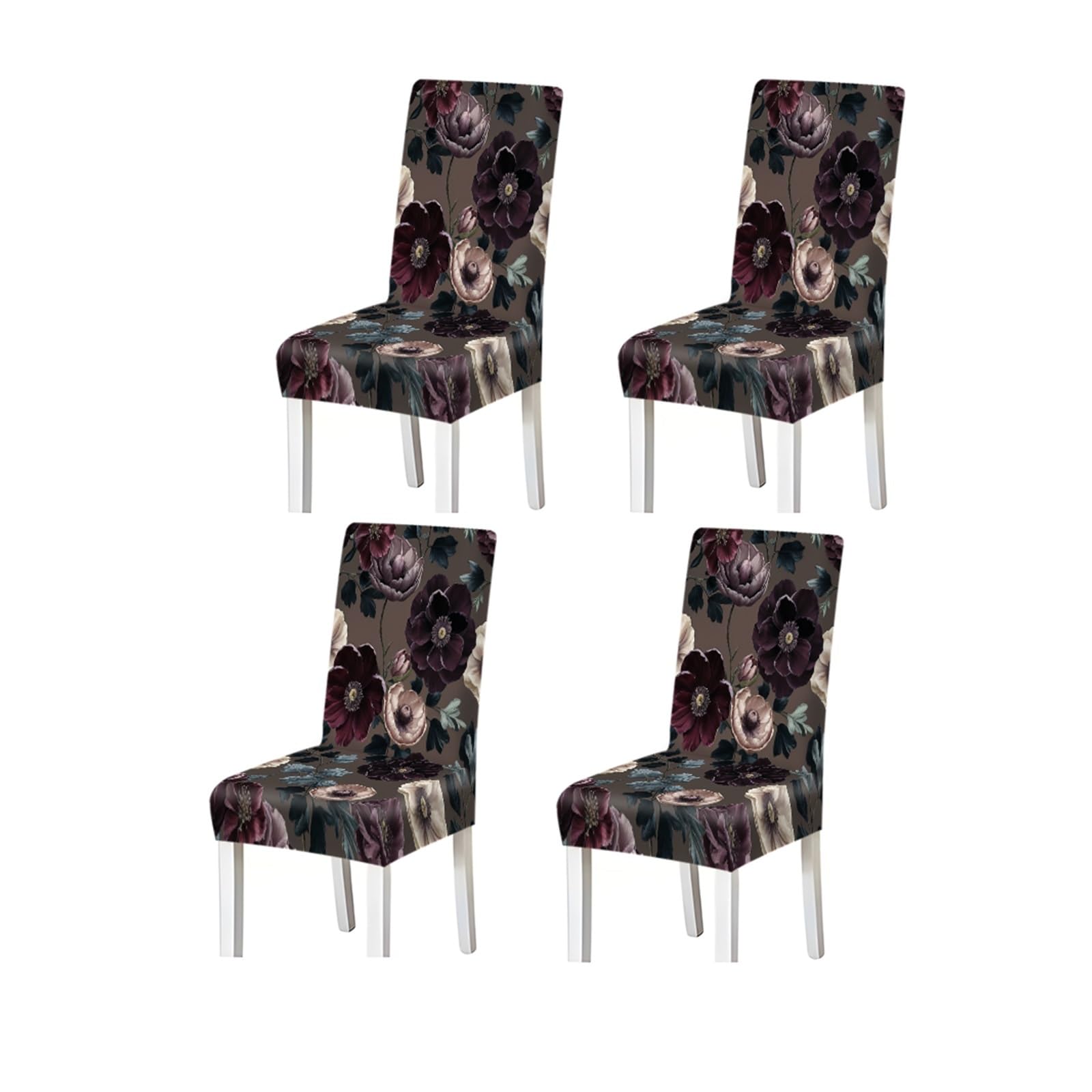 KXUAUV Dark Purple Anemone Floral Print Dining Chair Covers, Stretch Slipcovers For Home Kitchen Dining Room Party, 2/4/6PCS Seat Protectors for Restaurant Hotel Party(4PCSChair cover)