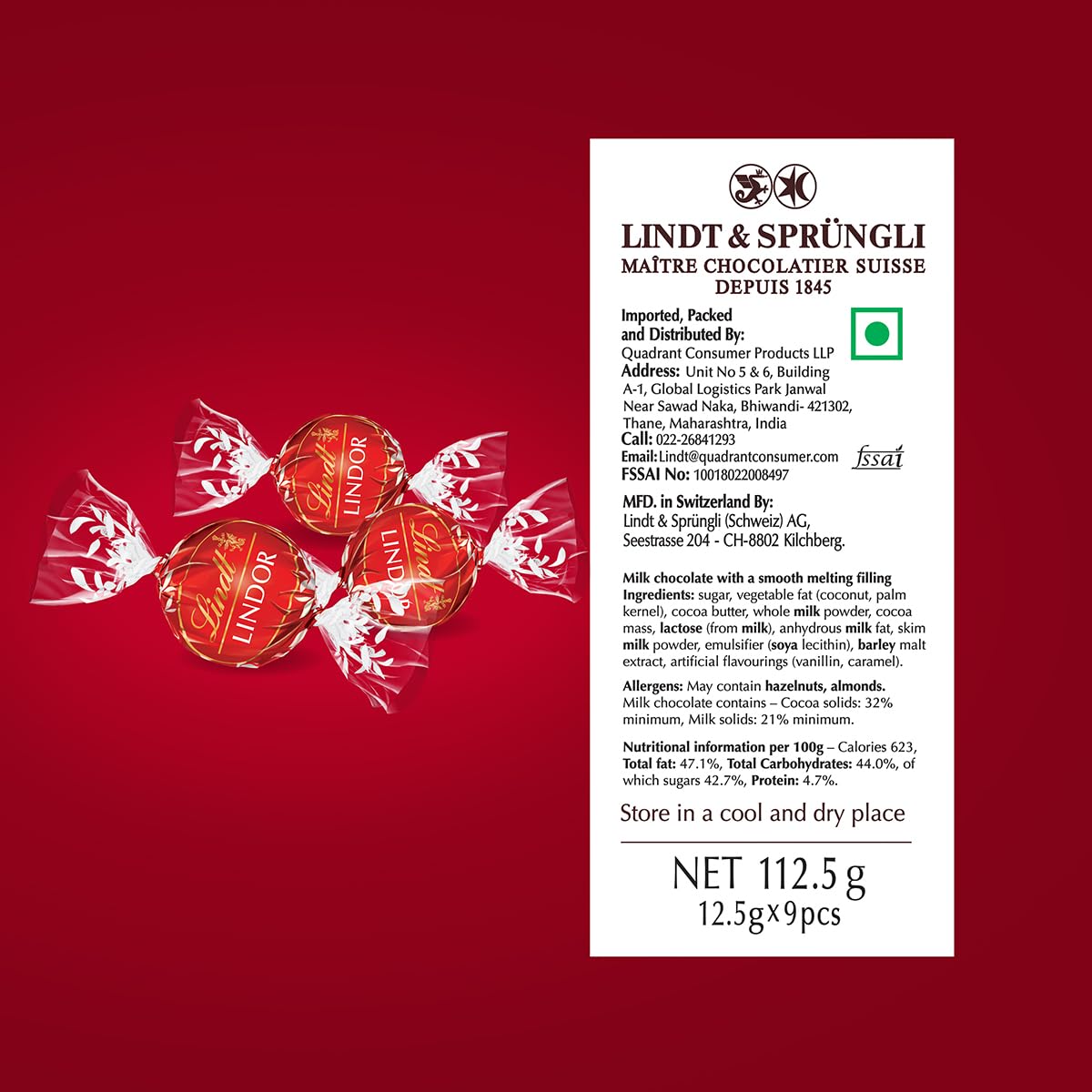 Lindt Lindor Milk Cornet Chocolate Festive Gift Pack - 112.5 Gram