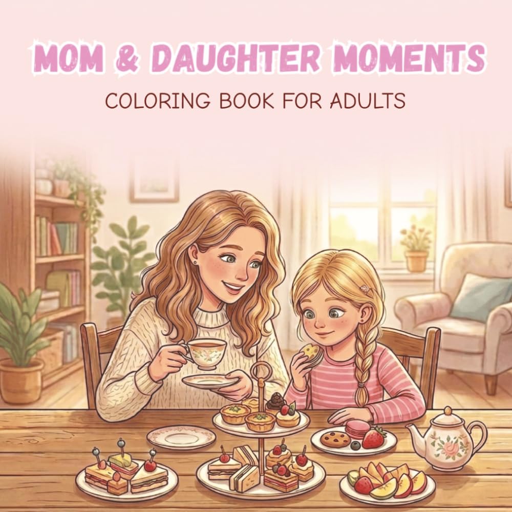 Mom and Daughter Moments coloring book: An Adult Coloring Book for Stress Relief Featuring Cozy Bonding Scenes, Relaxing Family Memories, and Heartwarming Mother-Daughter Moments