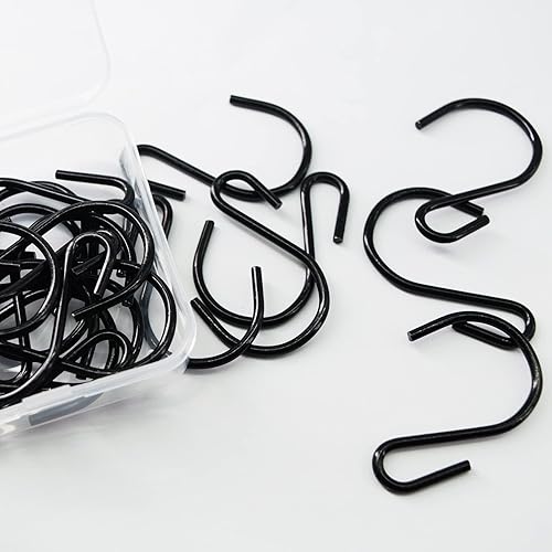 Miniatura 3 de Paquete de 100 ganchos en S pequeños de metal de 1 pulgada para colgar plantas, mini ganchos negros en forma de S, ganchos negros en forma de S,