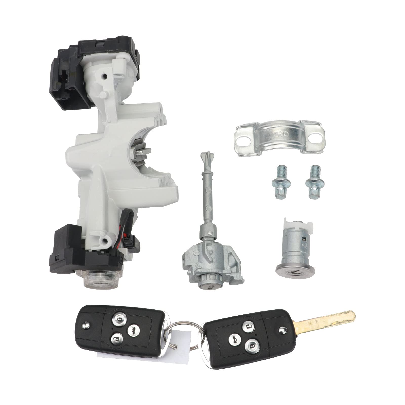 Ignition Switch Left Door Lock Cylinder Steering Starter Housing Fuel Cap 3-Button Key Shell, Complete Lock Set for Honda Civic 2012 2013 2014 72185-