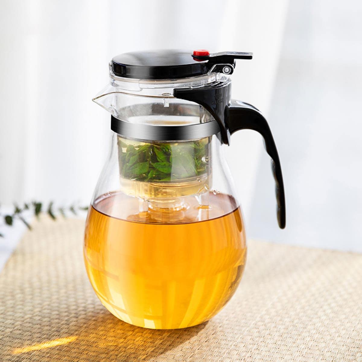 Teekanne aus Glas mit Infuser Liner Filter Glas Teekocher Büro Kochen Teegeschirr Set Teekanne Wasserkocher Heiße hitzebeständige Teekanne aus Glas
