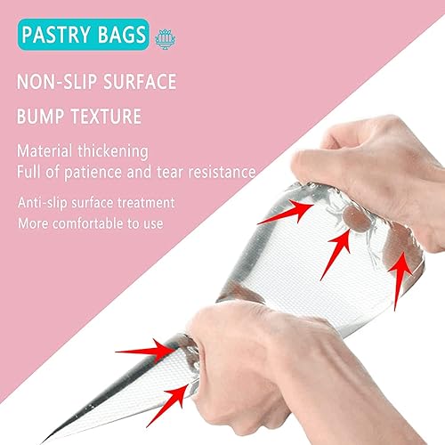 Miniatura 4 de BeeSpring Bolsas de pastelería desechables – Bolsas de pastelería antiestallido de 12 pulgadas, 50 bolsas gruesas antideslizantes para glaseado de