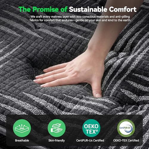 Image of 10 Inch Full Mattress, Hybrid Mattresses in a Box with Pocket Springs & Gel Memory Foam, Medium Firm Breathable Bed Mattress with Edge Support & Motion Isolation, CertiPUR-US Certified