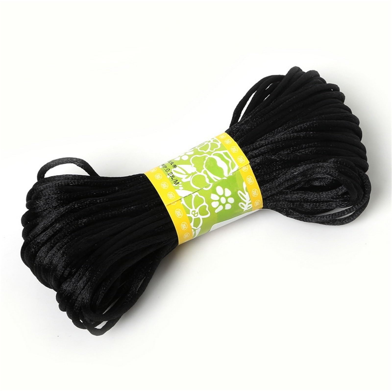 Nylon Cord Thread 10pcs 2.5mm 20Meters Soft Satin Rattail Silk Nylon Macrame Cord Kumihimo String for Making Bracelet, Necklace, Chinese Knot(Black)