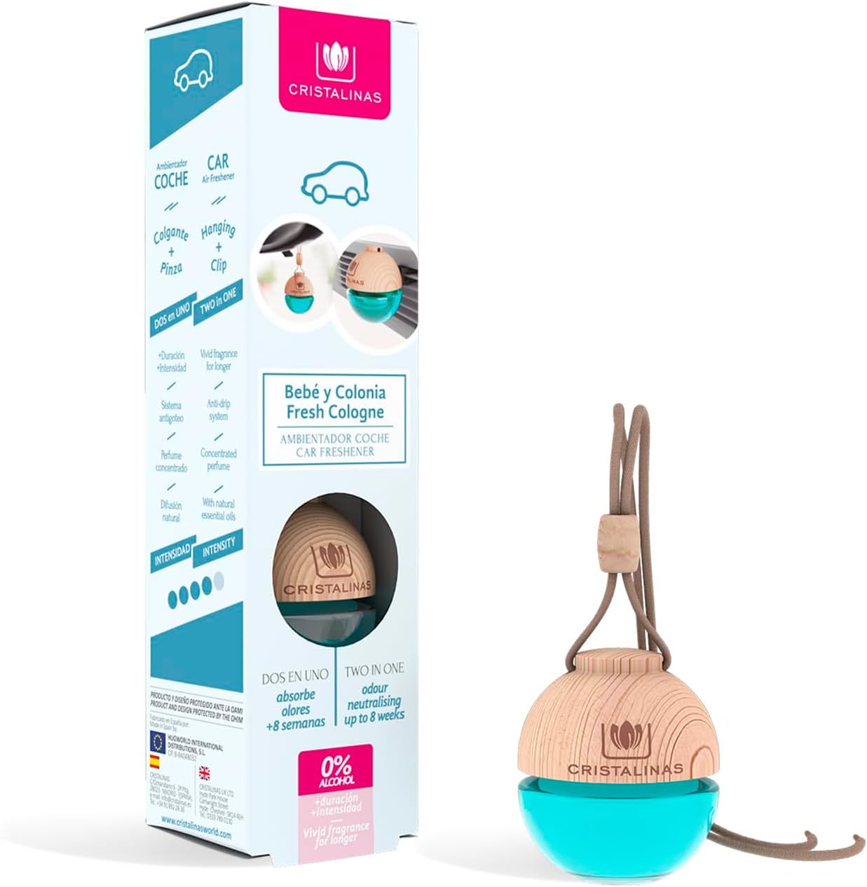 Cristalinas Air Freshener Car Baby, Glass, Blue, 4 X 3.7 X 15.5 cm