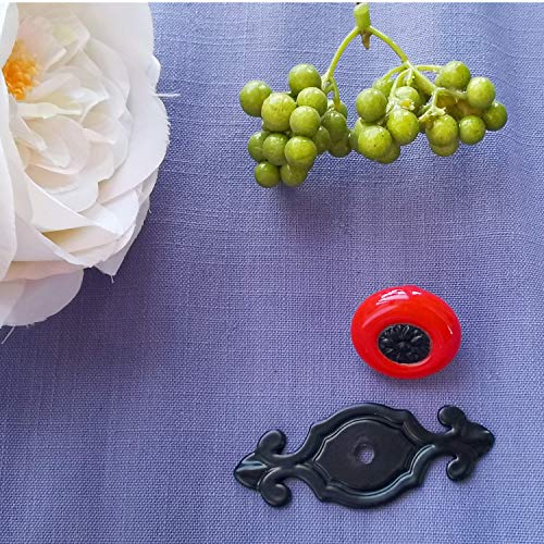 YMAISS 12Pcs Vintage Ceramic Cabinet Knobs Handles Pulls for Kitchen Cabinets Cupboard Bathroom Dresser Wardrobe Closet Decoration Pulls (Red +Black) by YMAISS - Image 5