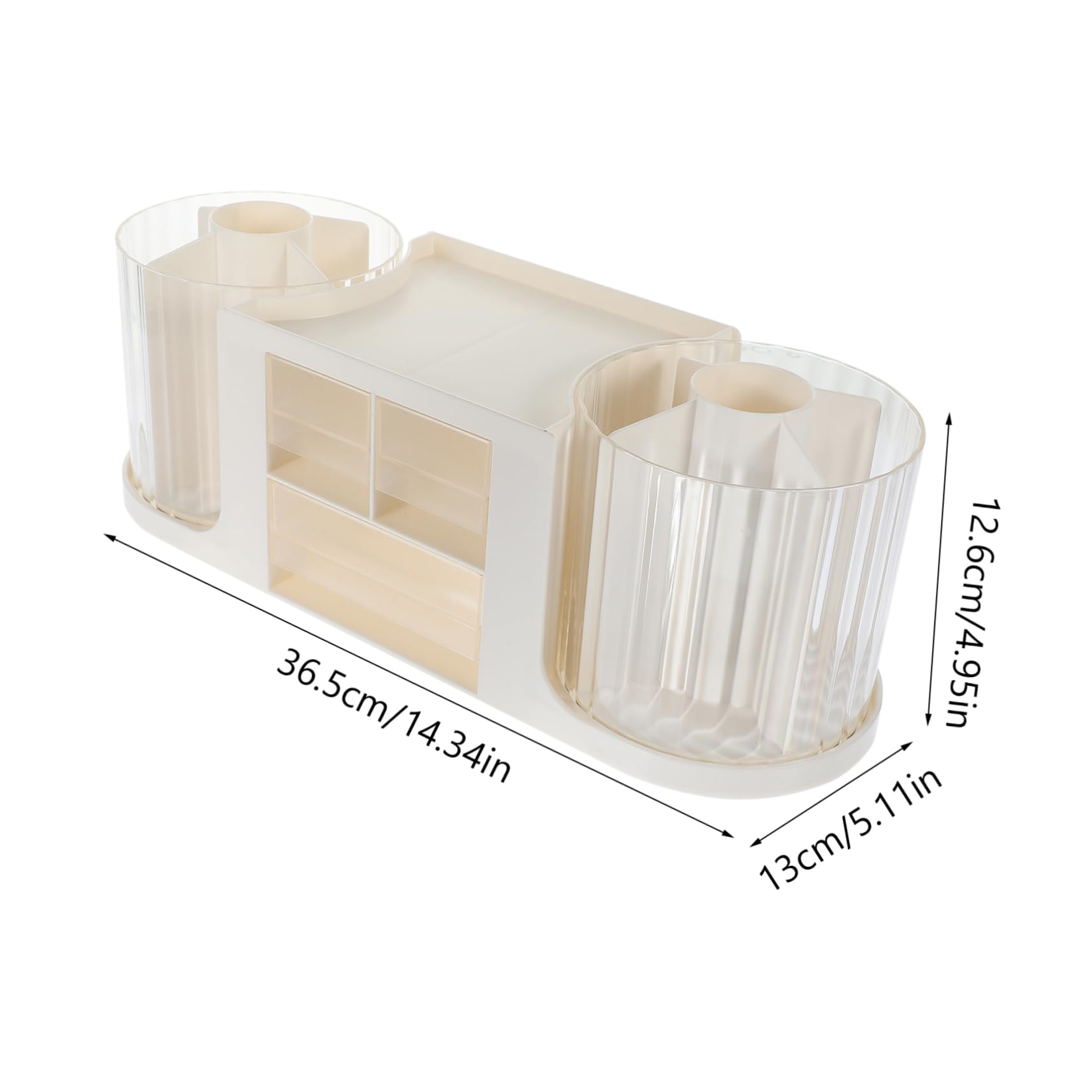 EXCEART Organisateur de Tiroirs Double Rotation, Boîte de Rangement Transparente à 2 Niveaux en Ps Blanc, Montage Simple, Gain de Place pour Documents et Cosmétiques