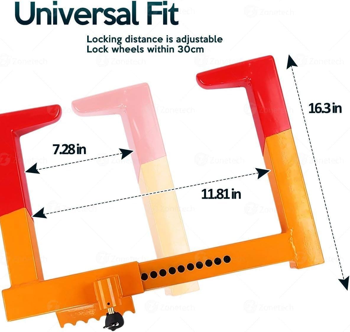 ZONETECH Security Tire Lock Clamp Boot Tire Claw - Premium Quality Heavy Duty Anti- Theft Protective Vehicle Wheel Lock (4 Pack Yellow)