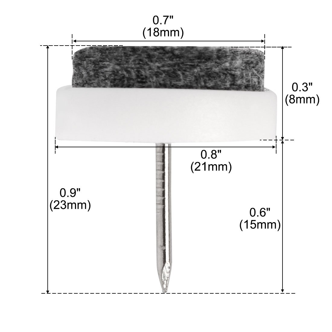 Office Table Chair Furniture Feet Legs Floor Protector Felt Pad Nails 21mm Dia Pack of 4 id d6a — view 2