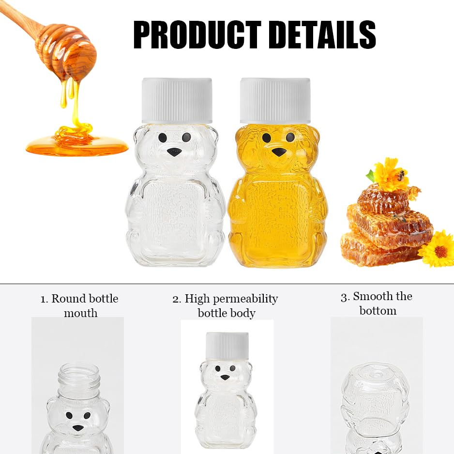 Honigbären Mit Schraubdeckel – 57 Ml, Weiß, 24 Stück, Auslaufsicher Für Geschenke & Imkerei