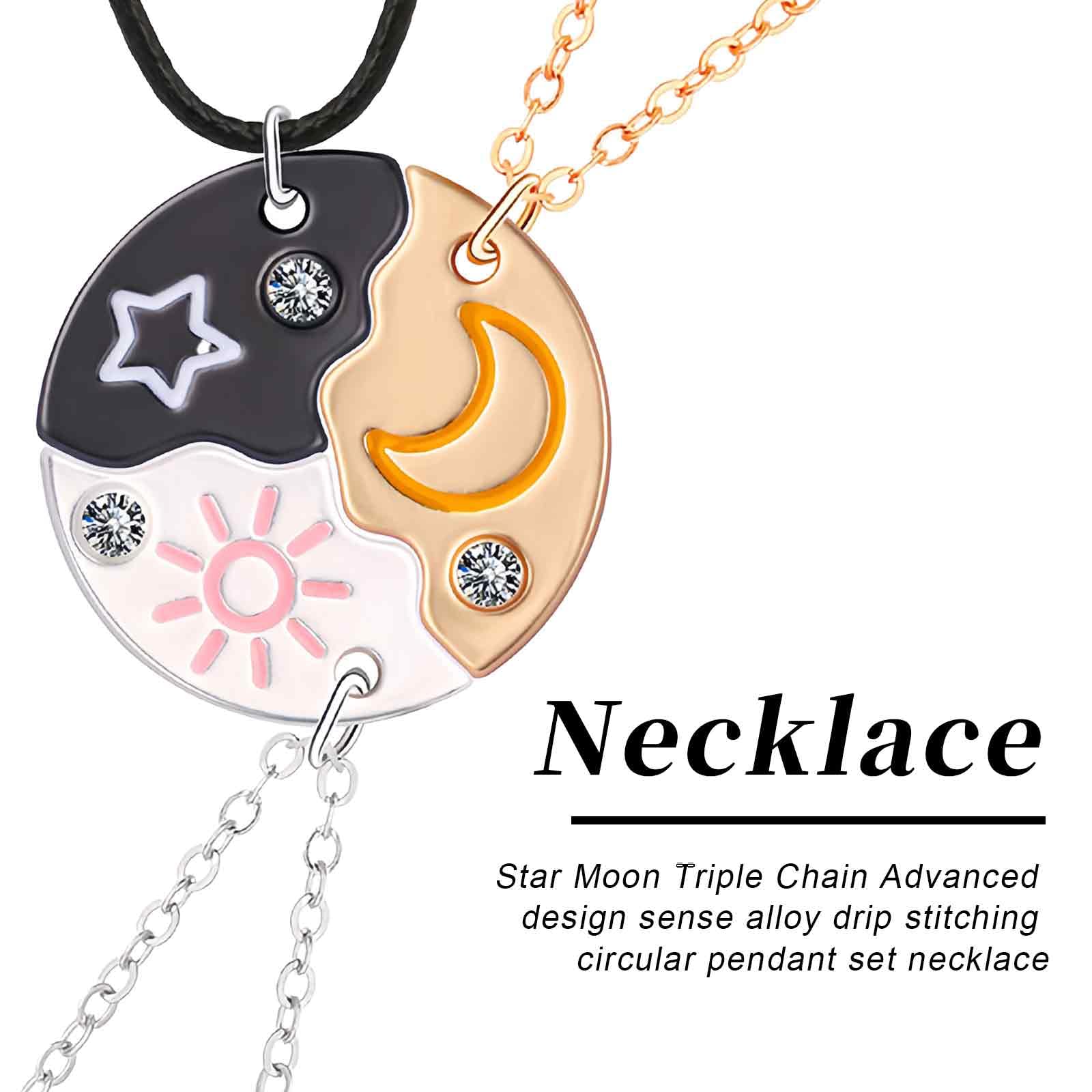 3 Piezas Conjunto de Collares de Amistad Colgantes para Mejores Amigas - Regalo de Cumpleaños Ideal para 3 Niñas. ¡Expresa tu amistad con estilo con este BFF Collar(Plata Oro Negro)