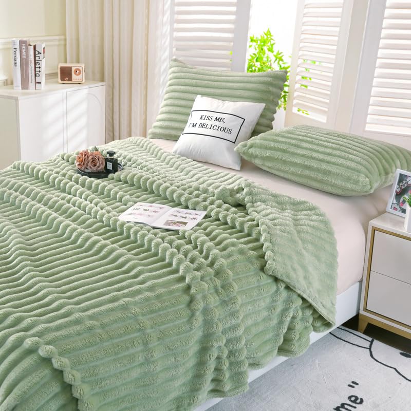 Couverture en peluche de lapin 150x200cm double face à bulles pour canapé