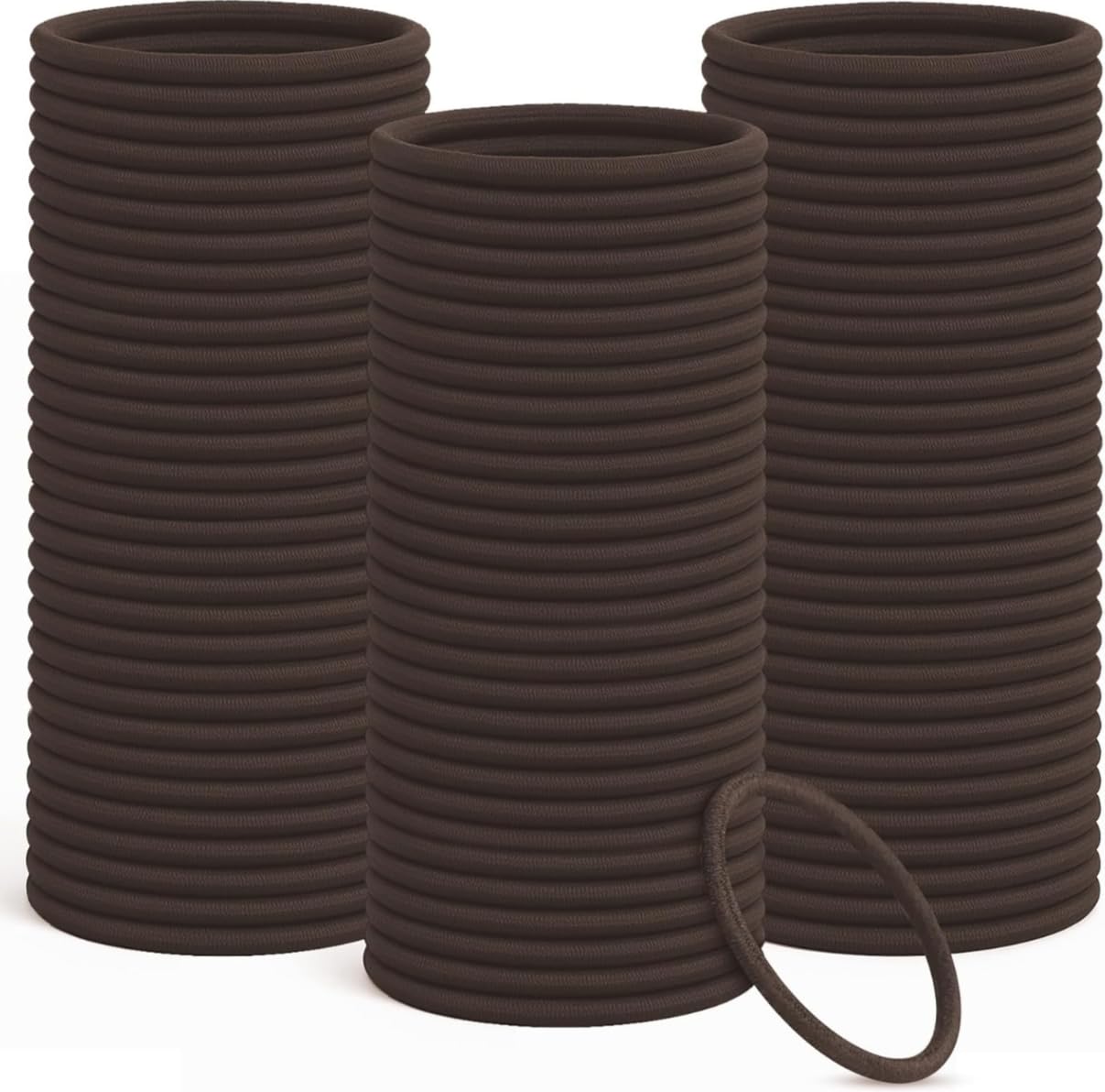 100Pcs Elastic Hair Bobbles, 4mm Strong Elastic Hair Ties for Women, Snag-Free No Metal Soft Hairbands for Thick & Thin Hair - Brown