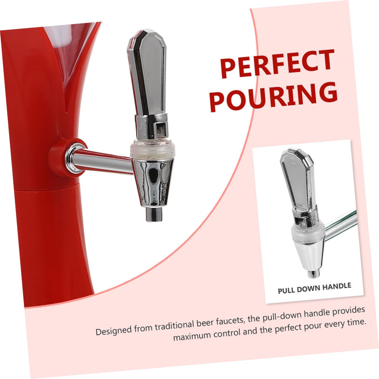 Distributeur de Boissons Lumineux 3.0l Glace Intégrée, Plastique Rouge Résistant, Robinet Manuel pour Fêtes et Bars, Tour à Bière Portable pour Boissons Froides