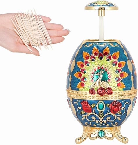 TOPINCN Soporte para palillos de dientes con forma de huevo vintage, dispensador de palillos de dientes portátil con abridor de botellas para