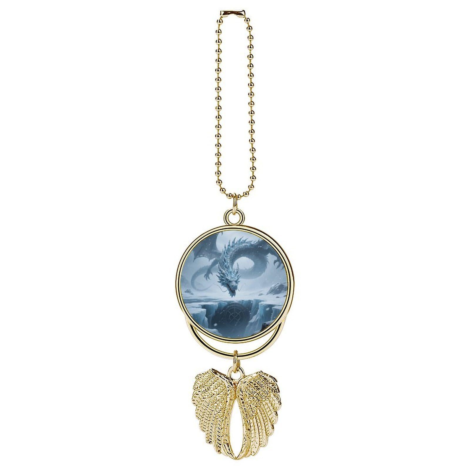 Ice Dragon Car Pendant Car Rearview Mirror Pendant Custom Photo Car Hanging Ornament Car Rear View Mirror Hanging Accessories Angel Wing Car Charm Gift for Men Women