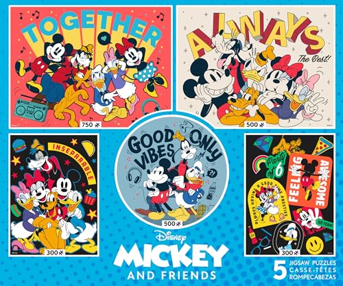 Ceaco 3701-7 5 In 1 Multipack - Disney - Mickey And Friends - (2) 300 Piece, (2) 500 Piece, (1) 750 Piece Jigsaw Puzzles cover