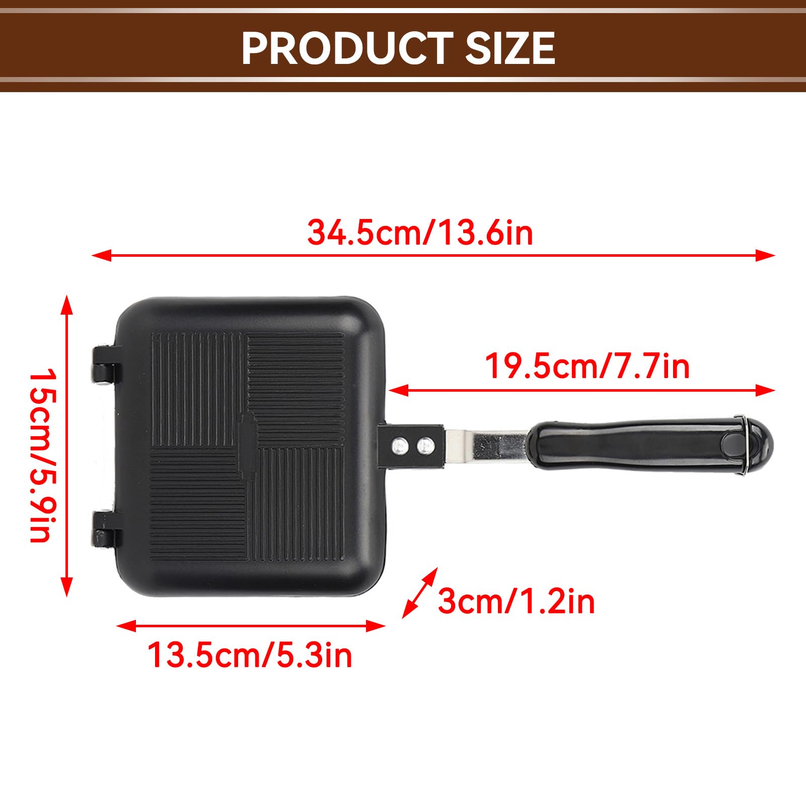 HERCHR Sandwich Maker Doppelseitig Bratpfanne, Pfanne Doppelseitig, Sandwichmaker Camping, Antihaftbeschichtet, Beidseitige Tortillas Sandwich Und Panini-Maker Pan Für Frühstück