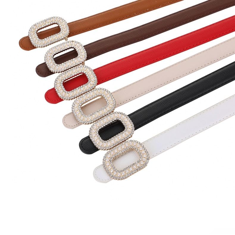 HBJWOV Dress Belt Women's Decoration Cowhide Small Belt Hundred Matching Skirts Waist Cinching Jeans Belt(Orange)4