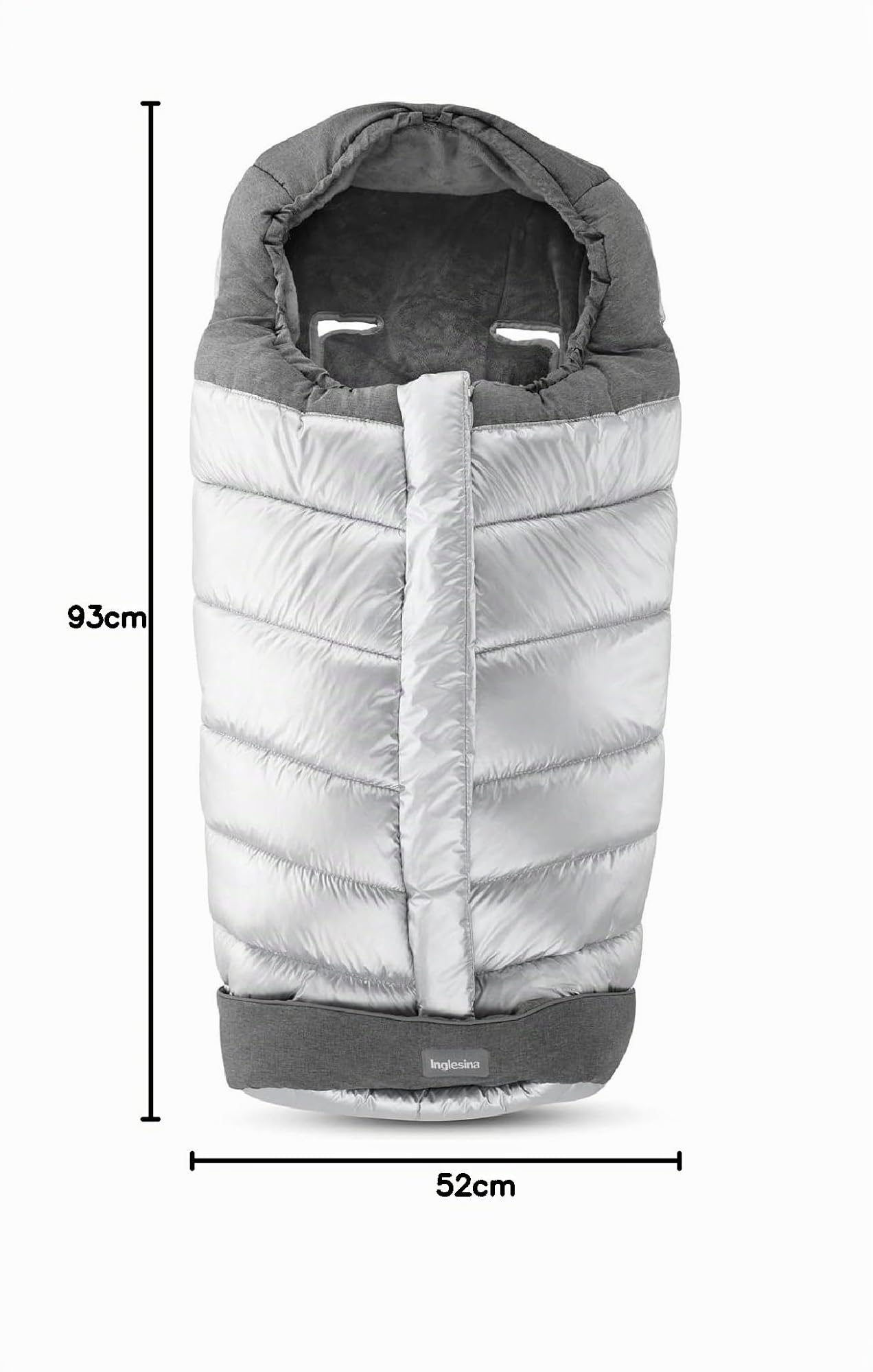 Inglesina Sacco Invernale Termico per Passeggino, Grigio, Tessuto Impermeabile, Interno Caldo Soffice e Morbido, 47 x 95 cm