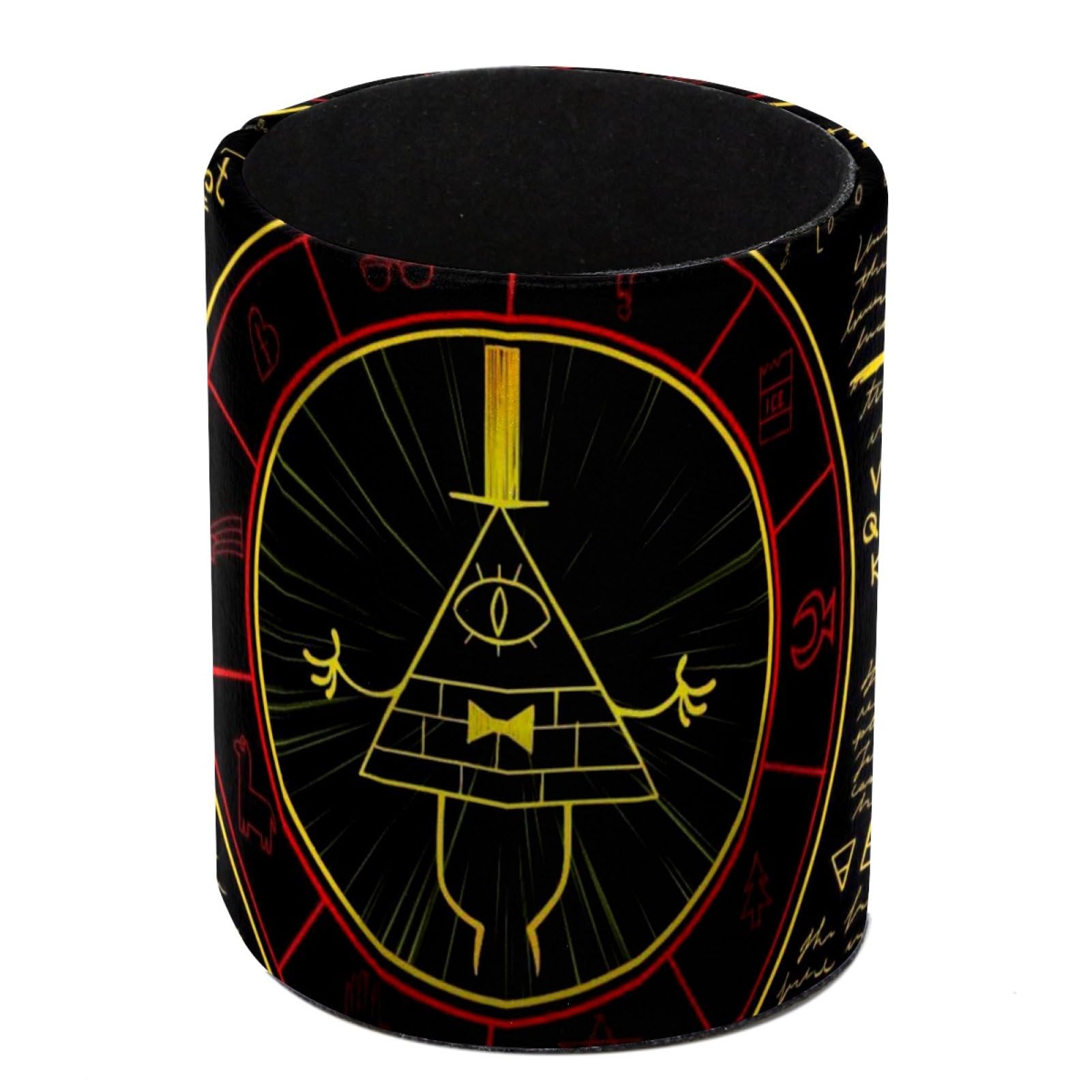 Luoweisi Bill Cipher Wheel Zodiac Pen Holder for Desk, Leather Pen Pot, Desk Pencil Holder Round Makeup Organiser Home Office School Suppliers