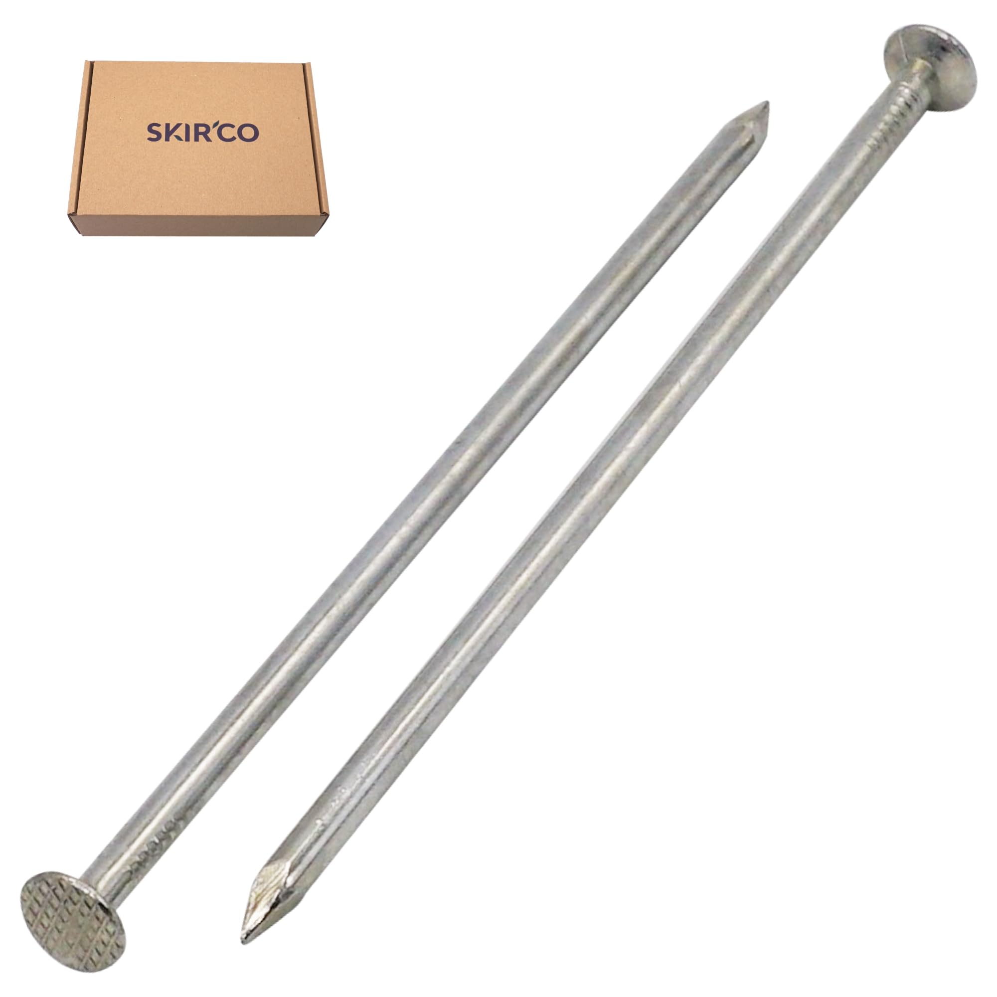 SKIR'CO (140 pcs) Clous de construction en acier zingué 4,0 x 120 mm, clous à fil courant, tête plate et ronde, clous en acier pour menuiserie