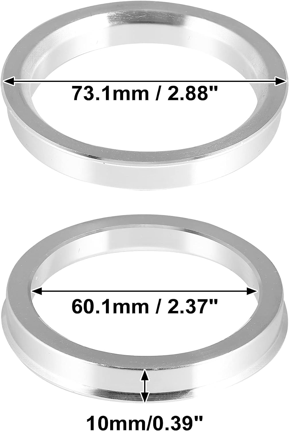 4pcs 73.1 to 60.1 mm Aluminium Alloy Car Hub Centric Rings Wheel Bore Spacer