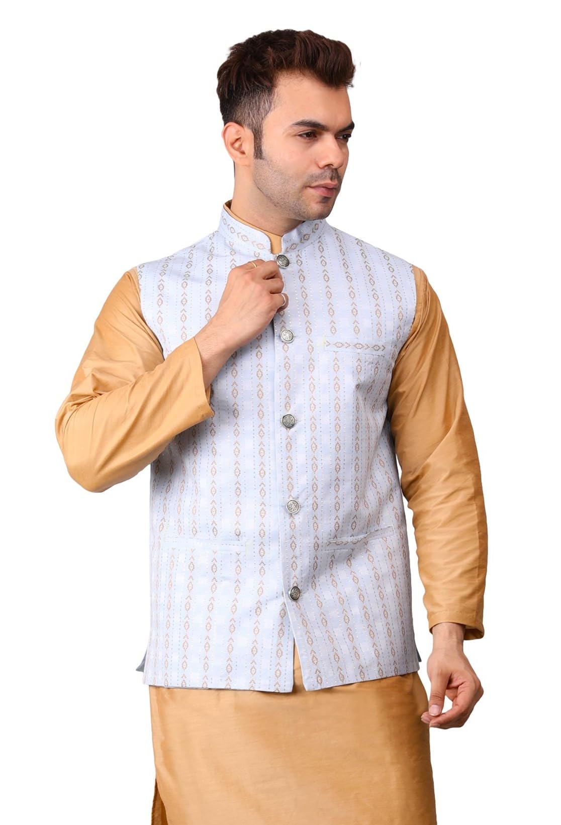 Men's Ethnic Nehru Jacket || Cotton Silk Waistcoat for Ocassion|| Mens Modi Jacket-image-32