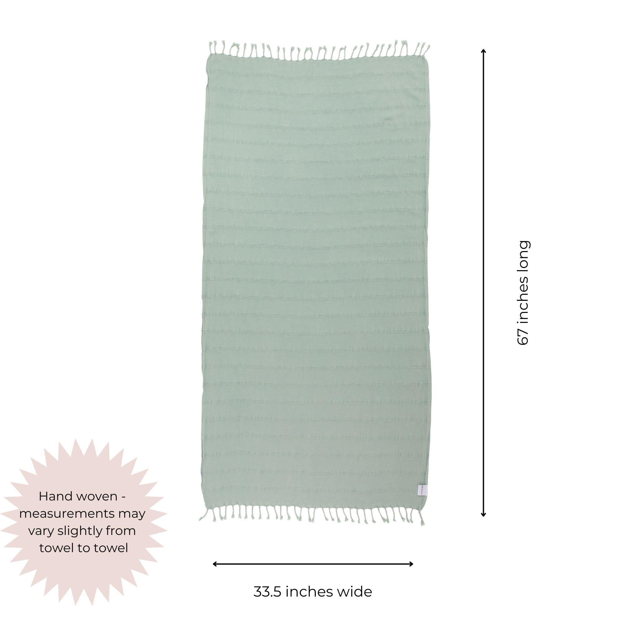 InfuseZen Turkish Cotton Towel - Stonewashed, Lightweight, Quick-Dry Beach & Bath Towel (Light Green)