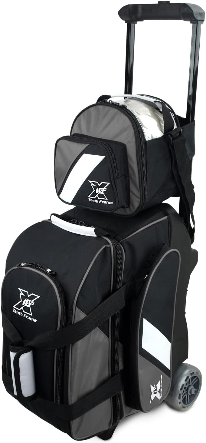 Tenth Frame Premium 2 ball Deluxe Roller Bowling Bag - Black/Gray JKXS-10F-2BDR-BLKGRY